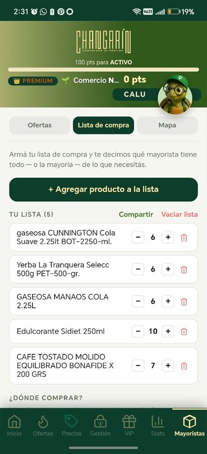 Pedido a un mayorista armado desde la app